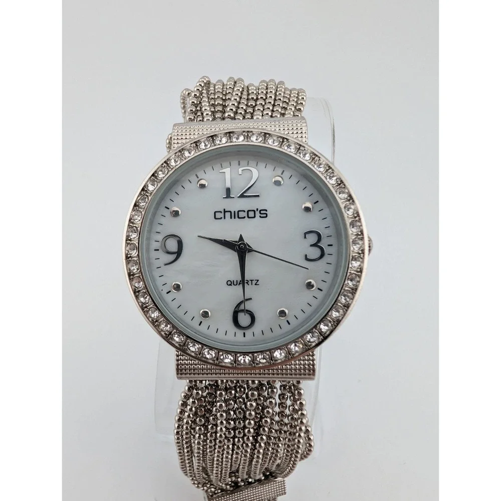 Chico's Watch Women 33mm Silver Tone Multi Chain 7